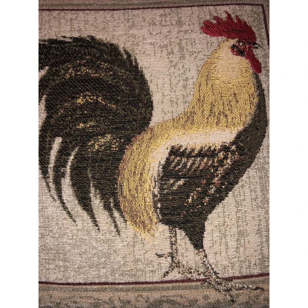 Granny's Country Farmhouse‎ Rooster Throw Pillow Brocade & Velvet 15x15x5